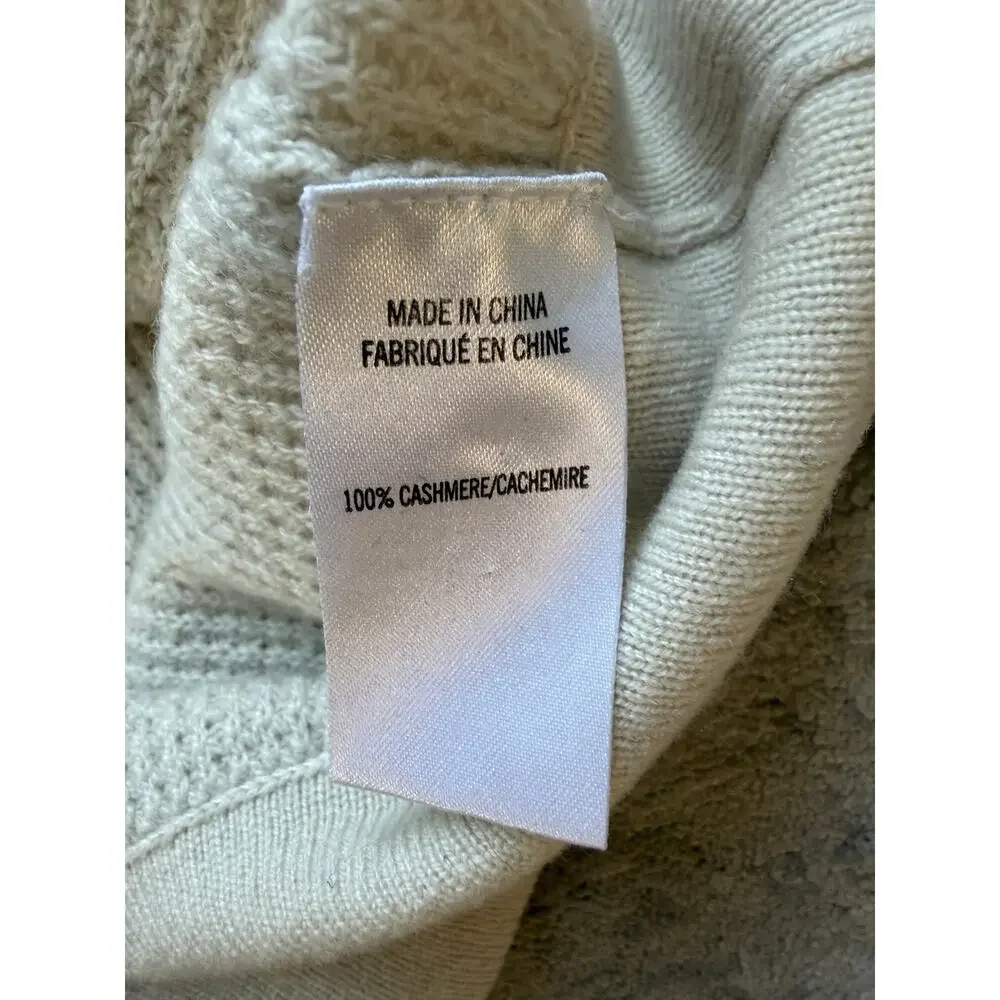 Theory Cream 100% Cashmere Waffle Knit Crewneck Sweater Minimalist | XL